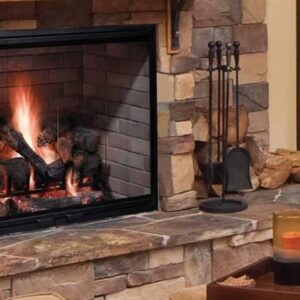 Stock Image - Majestic Wood Fireplace