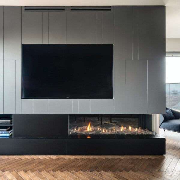Stock Image - Ortal Gas Fireplace Corner