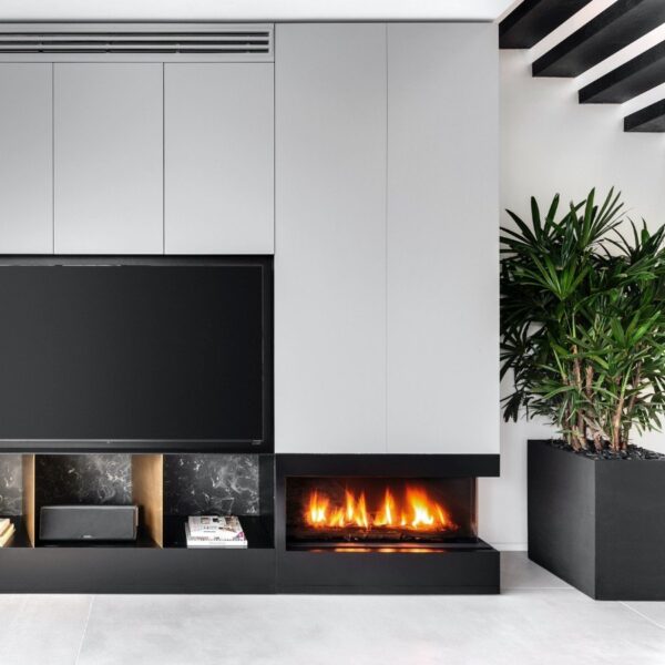 Stock Image - Ortal Gas Fireplace Corner