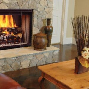 Stock Image - Majestic Wood Fireplace