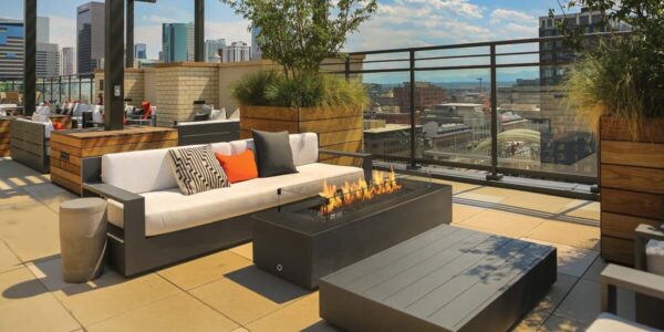 Stock Image - Fire Garden Gas Fire Pit|Fire Table Linear|Rectangle