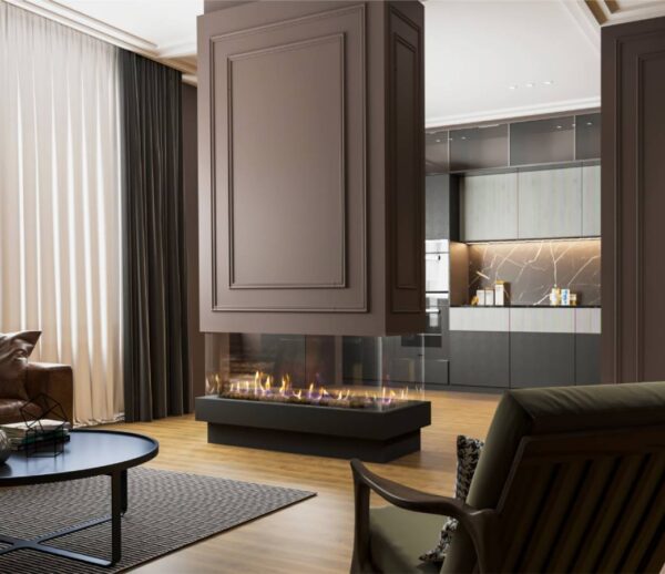 Stock Image - Ortal Gas Fireplace Contemporary|Island