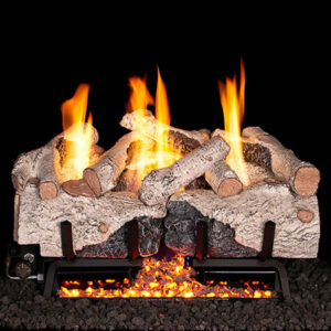 Stock Image - Real Fyre Gas Log Set & Burner Vent-Free Gas Log Set