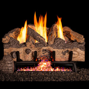 Stock Image - Real Fyre Gas Log Set & Burner Vent-Free Gas Log Set