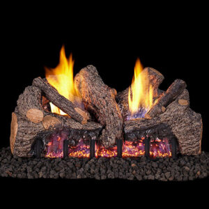 Stock Image - Real Fyre Gas Log Set & Burner Vent-Free Gas Log Set