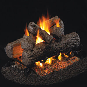 Stock Image - Real Fyre Gas Log Set & Burner Vent-Free Gas Log Set|Vented Gas Log Set