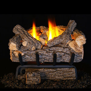 Stock Image - Real Fyre Gas Log Set & Burner Vent-Free Gas Log Set