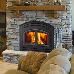 Stock Image - Majestic Wood Fireplace