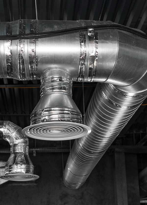 Large Air Ducts And Ventilation On The Ceiling